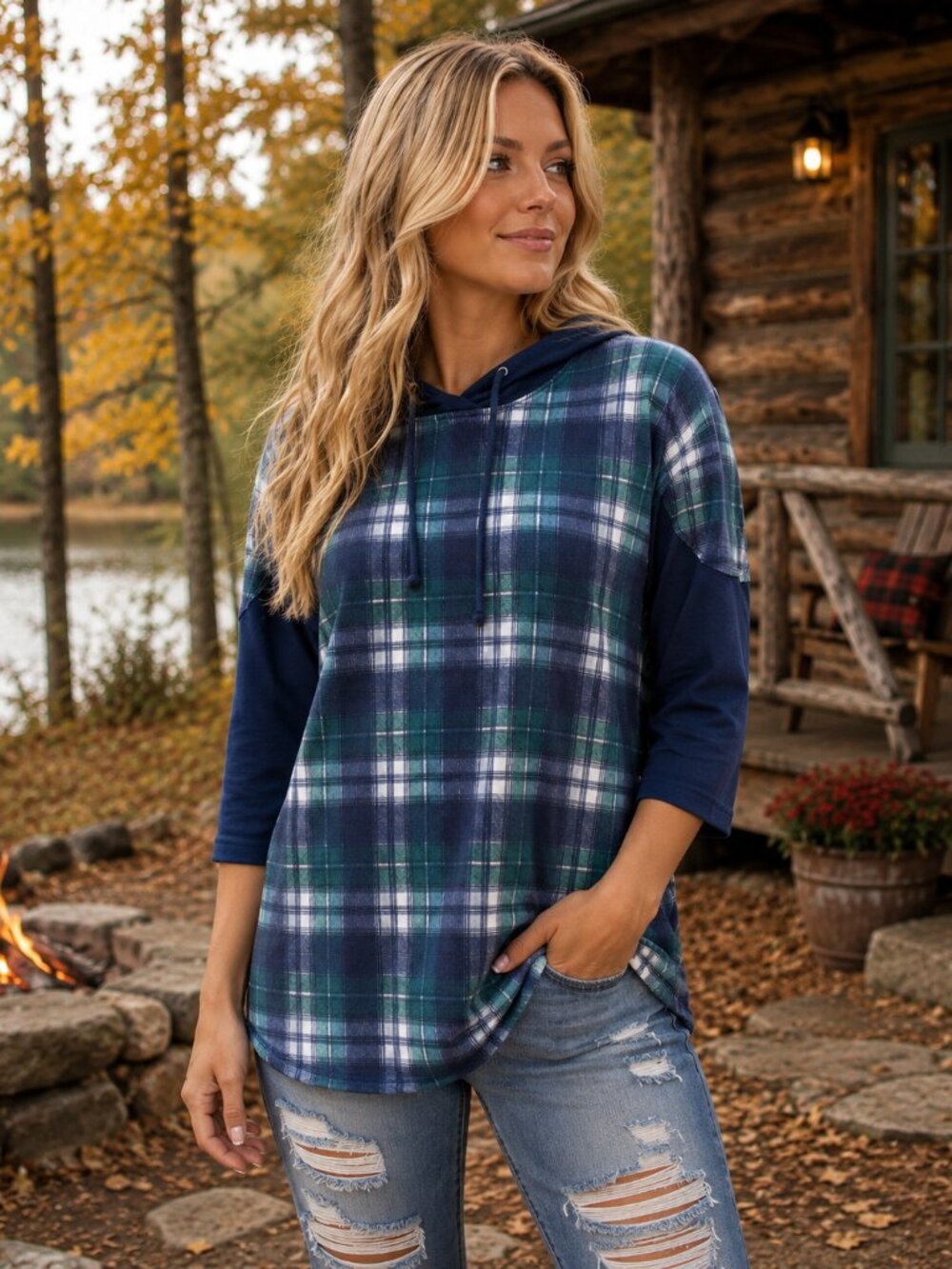 A. BYER Vintage Flannel Plaid Hoodie